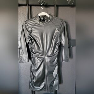 Zara Elegant Black faux Leather Look Dress